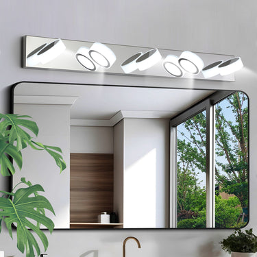Modern 5-Light LED Vanity Light Fixture in Chrome Finish with Acrylic